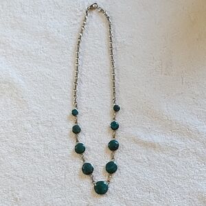 Elegant Silver and Green Necklace